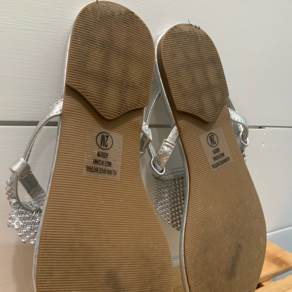 Silver sandals with fun jewel embellishment. - Picture 6 of 6